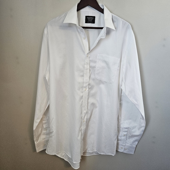Nordstrom White Button Down Shirt 16 1/2 36-37 Business Casual Neutral - Picture 10 of 10